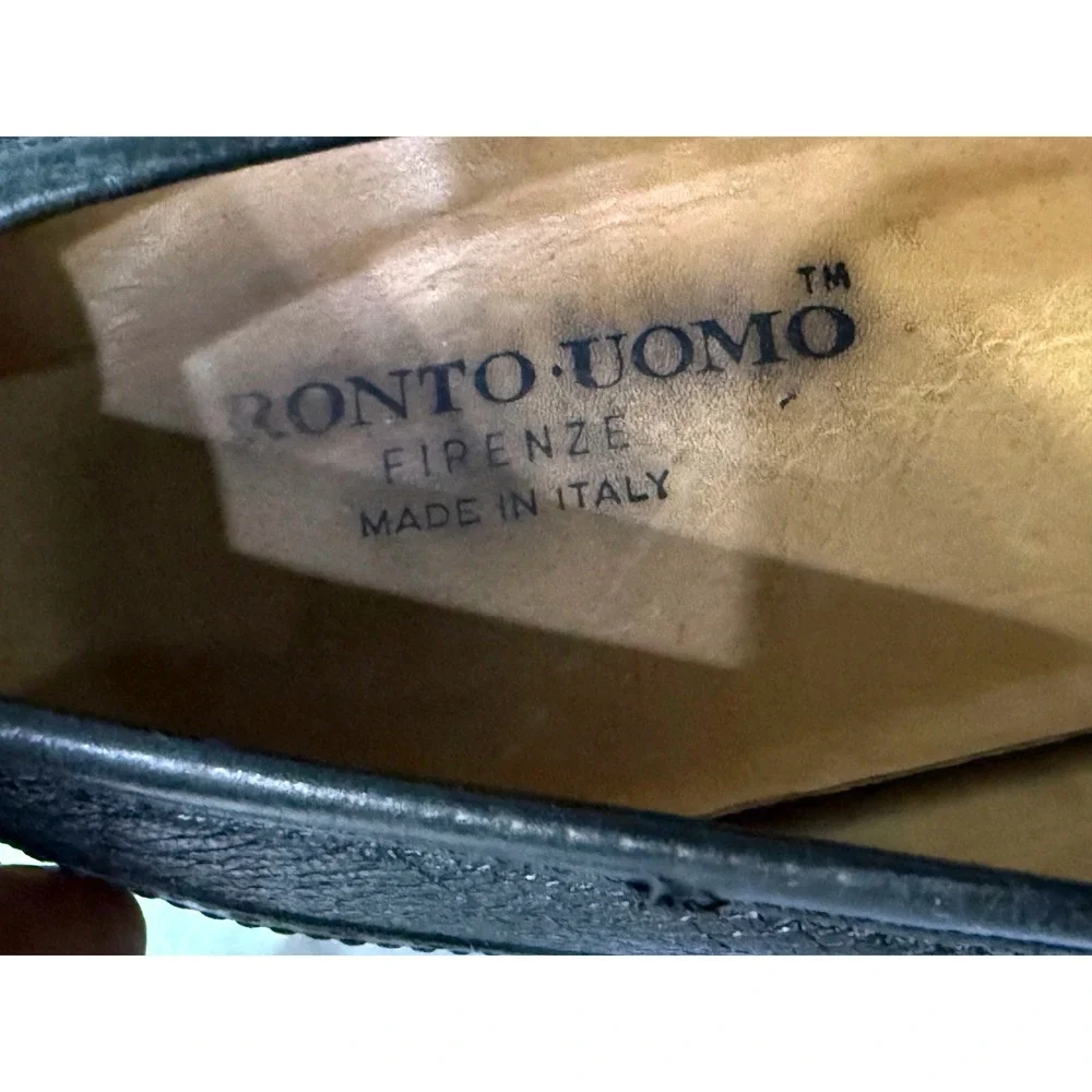 Pronto Uomo Firenze Mens Black Leather Tassel Loafers Made in Italy Size 11 W